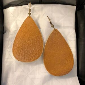 Brown leather earrings